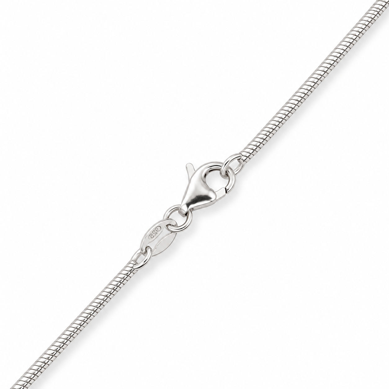 Zilver slangcollier 1,60 mm 45cm