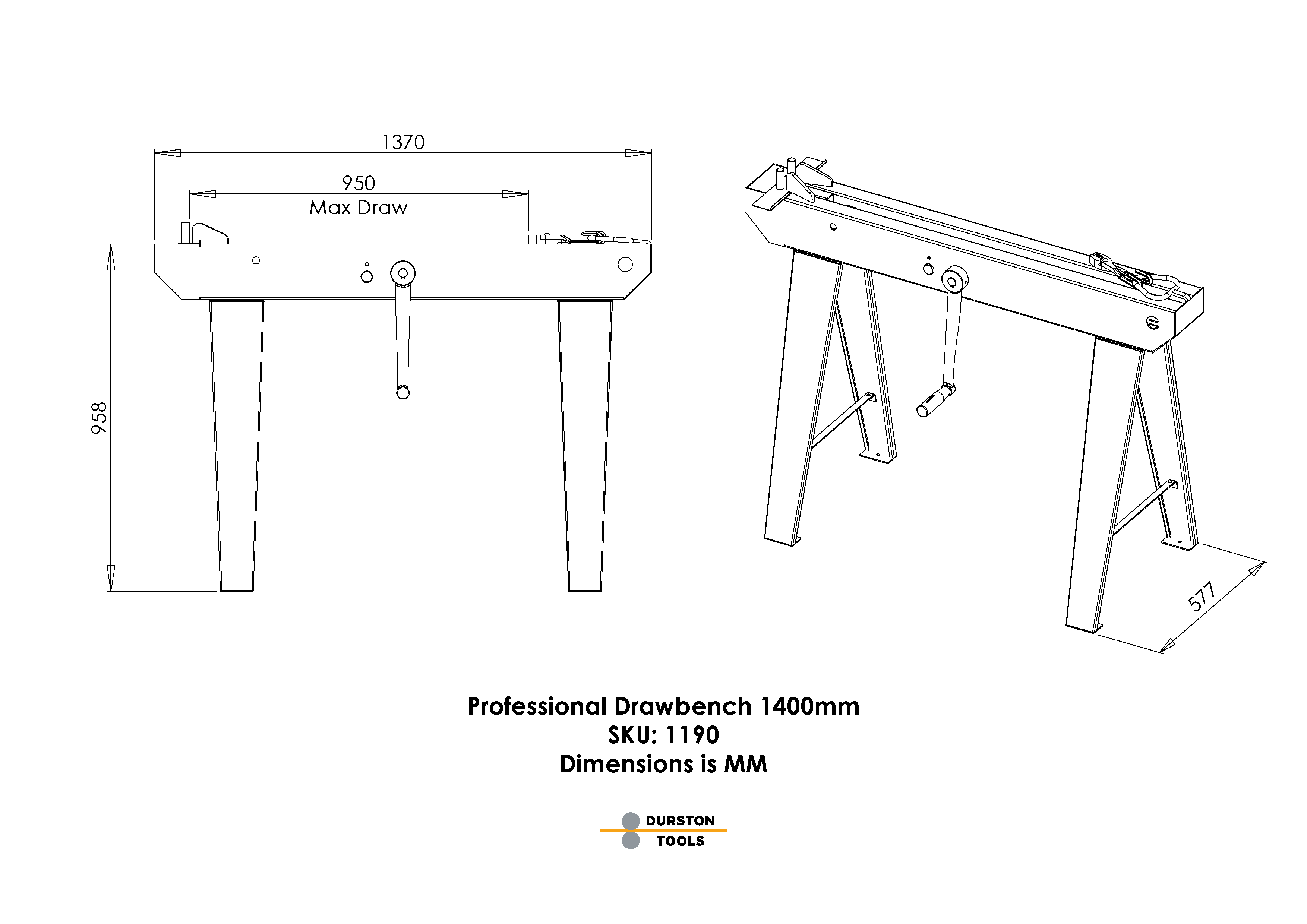 Durston draadtrekbank 1400mm