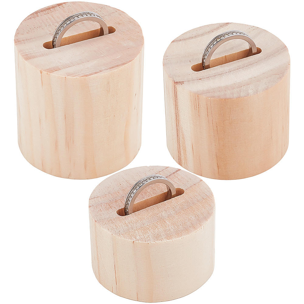 Ringstandaard hout set van 3