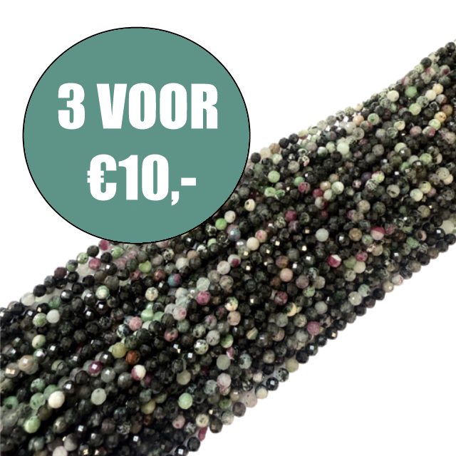 Ruby in zoisite snoer rond facet 4,00 mm ( snoerenspecial )