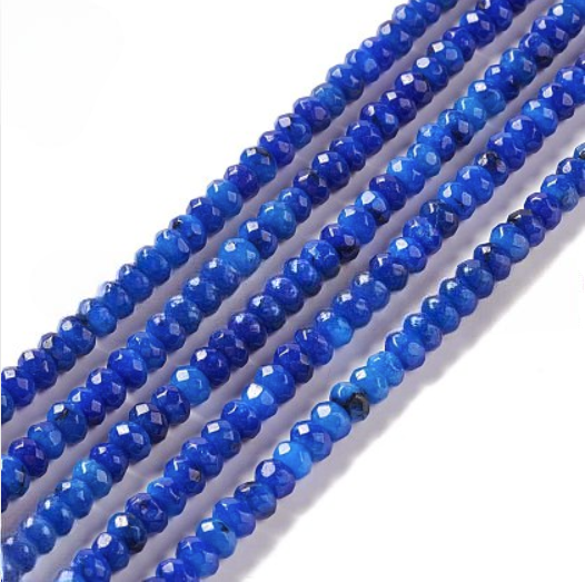 Jade snoer blauw disc facet 6x4mm OP=OP