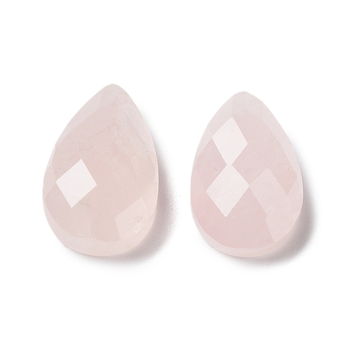 2x Rozenkwarts cabochon druppel facet OP=OP