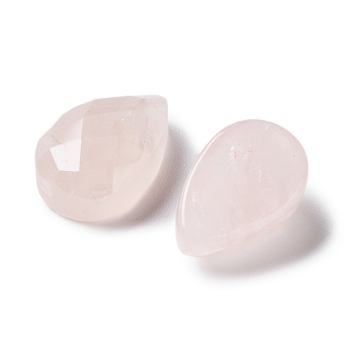 2x Rozenkwarts cabochon druppel facet OP=OP