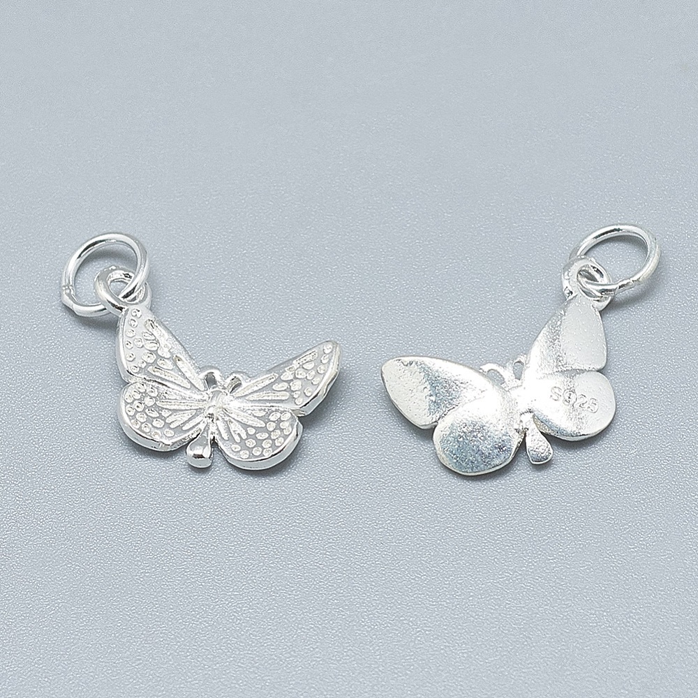 2x Zilver 925/- bedel / hanger vlinder groot