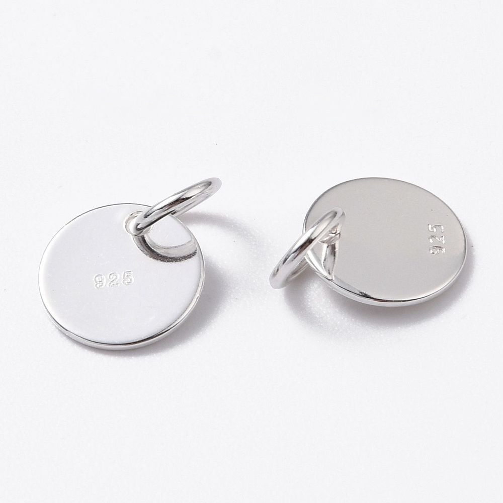 2x Zilver 925/- stempelplaatje rond groot