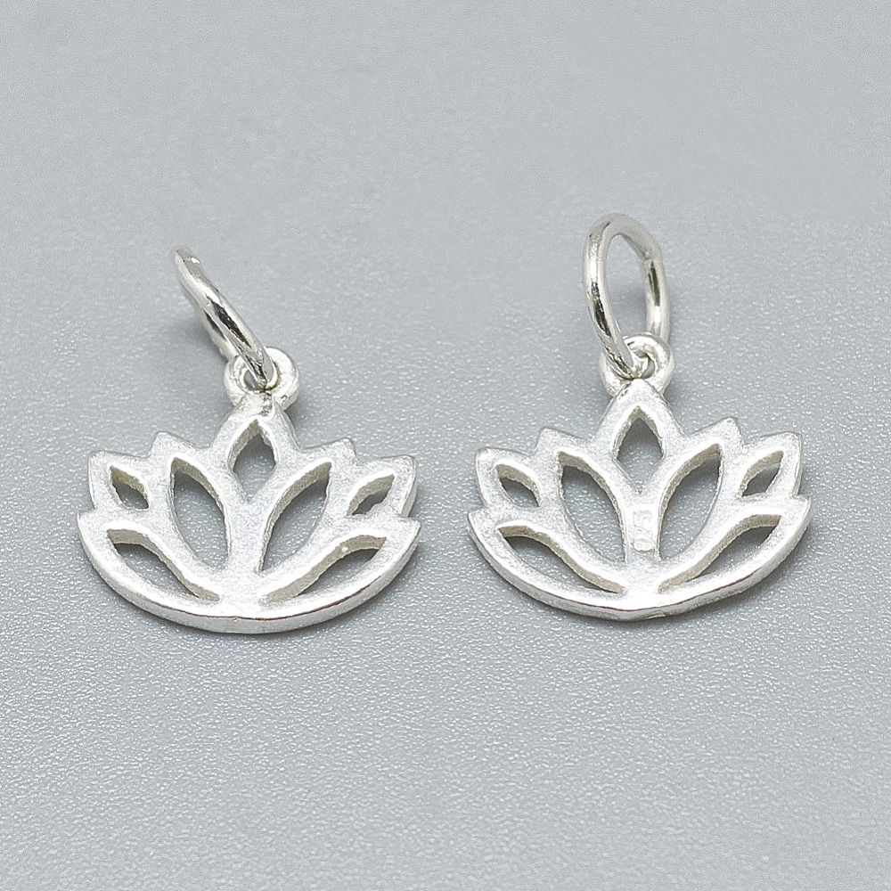 9x Zilver 925/- bedel / hanger lotus