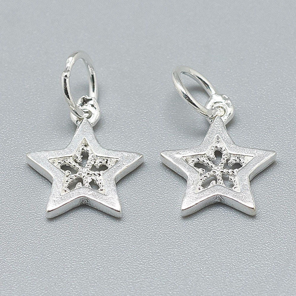 2x Zilver 925/- bedel / hanger ster groot