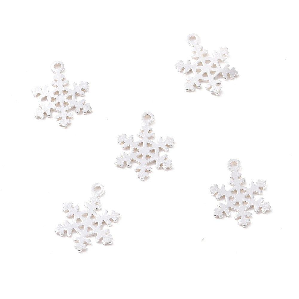 5x Zilver 925/- bedel / hanger snowflake