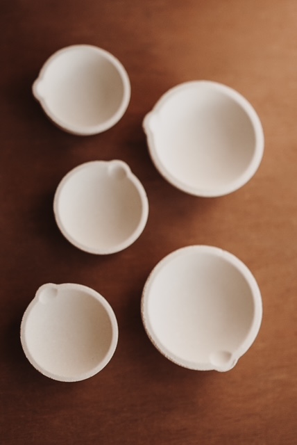 Set van 5 keramische smeltbakjes