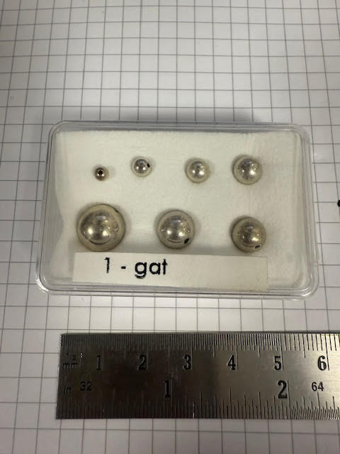 Zilver 925/- oud-showdoosje: 3 tm 10mm