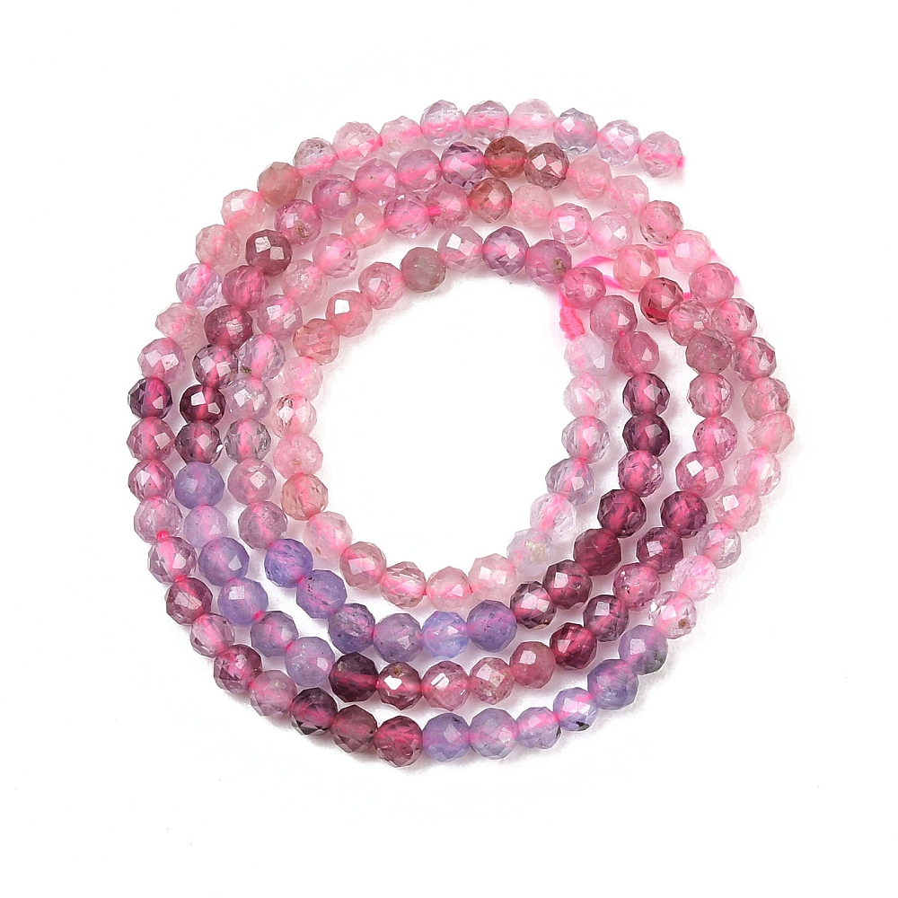 Spinelsnoer rond facet +/- 3-3,5 mm roze-paars