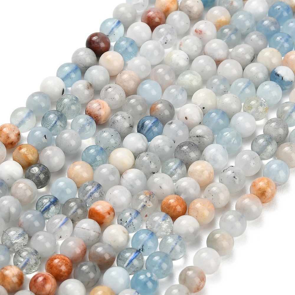 Aquamarijn snoer rond 6,00 mm