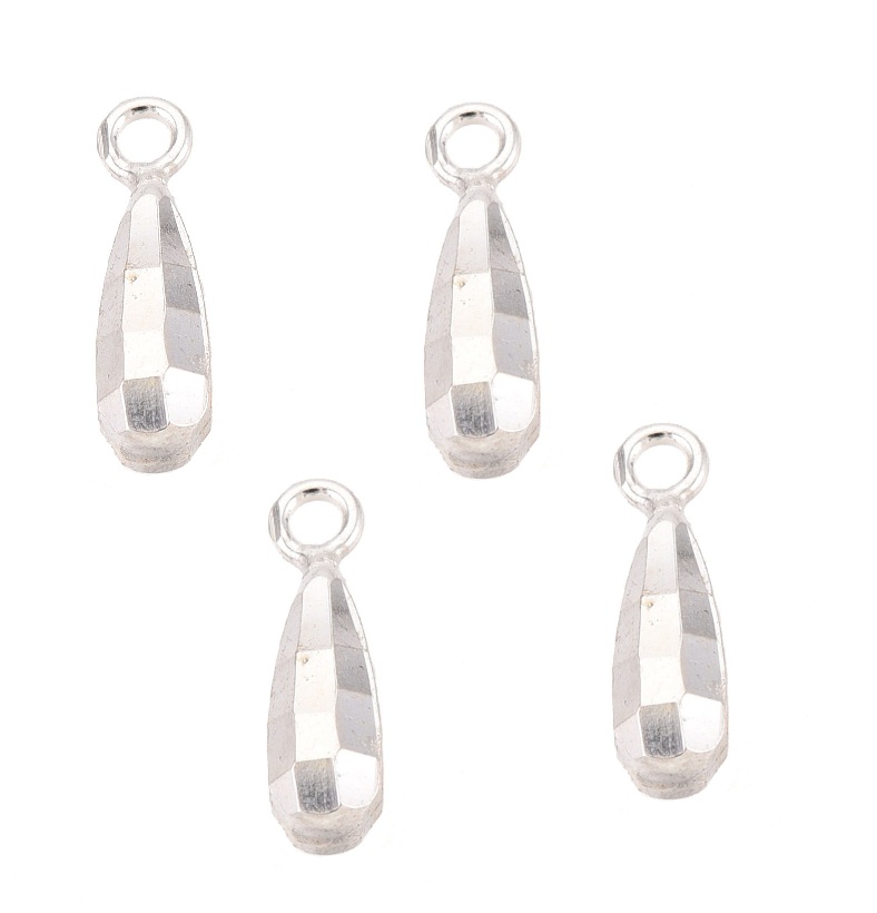 4x Zilver 925/- bedel druppel facet OP=OP