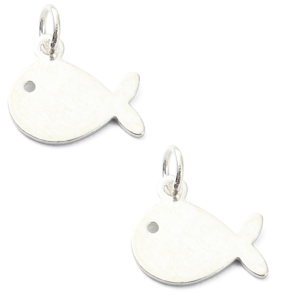 2x Zilver 925/- bedel vis OP=OP