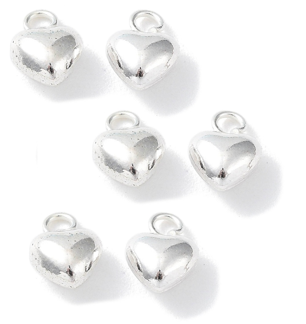 6x Zilver 925/- bedel hart OP=OP