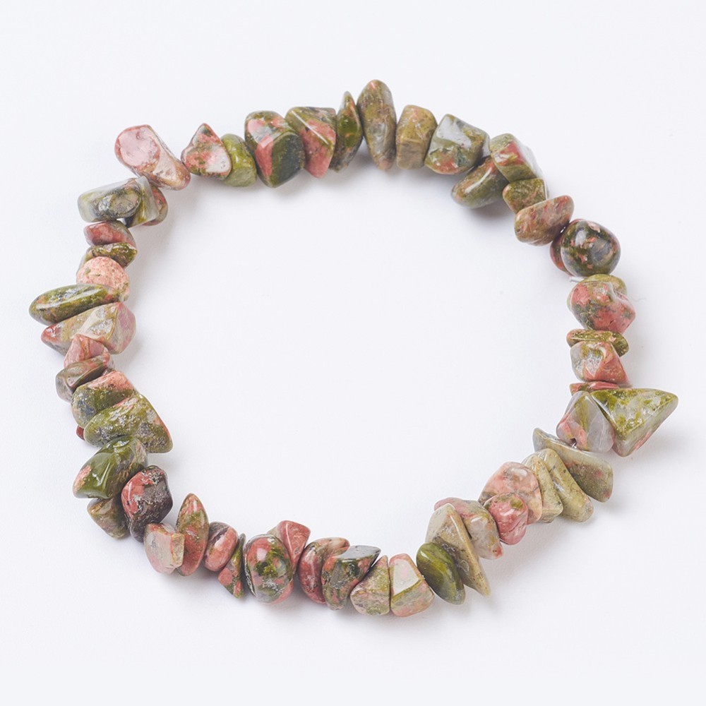 Edelsteen armband elast. unakite