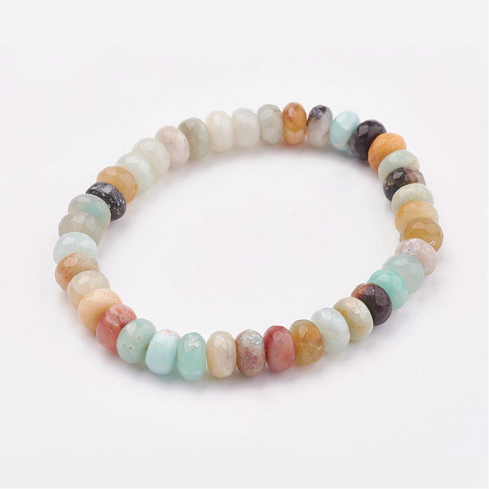 Elastische armband amazoniet disc